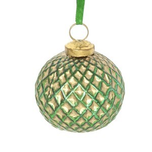 Eglutės papuošalas stiklinis žalios spalvos  (6) d 8 cm ALLURE KLD