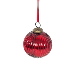 Eglutės papuošalas stiklinis raudonos spalvos  (6) d 10 cm ALLURE KLD