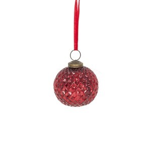 Eglutės papuošalas stiklinis raudonos spalvos  (6) d 8 cm ALLURE KLD