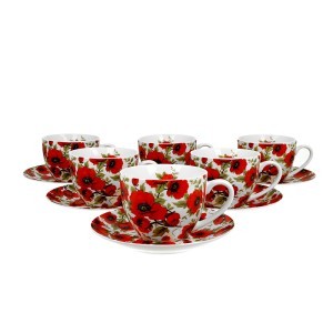 Puodeliai su lėkšt. kompl. 6 vnt. 280 ml Aguonos 5902693928270