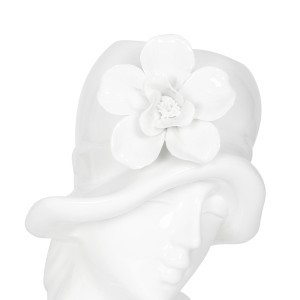 Vaza keramikinė balta Dama su skrybele 18x13x23 cm