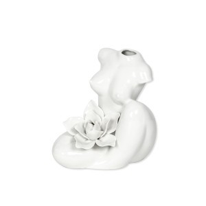 Vaza keramikinė balta Moters skulptūra 13.6x13.5x16.5 cm ART MUSE