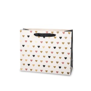 Dovanų maišelis baltas su širdučių piešiniu 26x32x11 cm 146248
