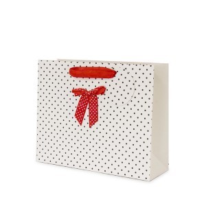 Dovanų maišelis baltas su taškeliais 20x25x8 cm 93948