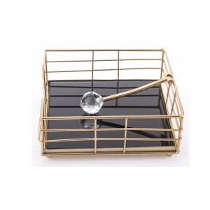 Laikiklis servetėlėms su kristalu aukso sp. Metalinis 6,5x17x17 cm 145917