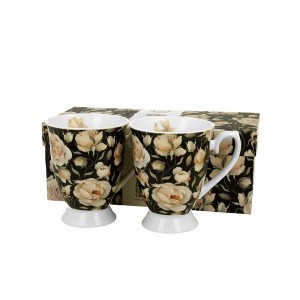 Puodeliai porcelianiniai 2 vnt. ENGLISH ROSES BLACK 300 ml DUO