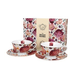 Puodeliai porcelianiniai 2 vnt.  SPRING ROSES WHITE  250 ml DUO