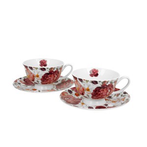 Puodeliai porcelianiniai 2 vnt.  SPRING ROSES WHITE  250 ml DUO