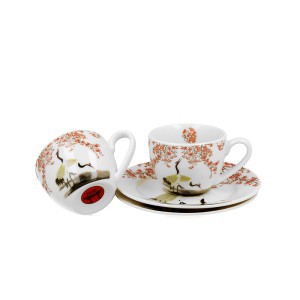 Puodeliai porcelianiniai espresso Sakura ir gervės 110 ml DUO