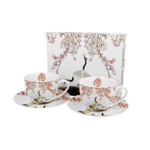 Puodeliai porcelianiniai 2 vnt. Sakura ir gervės 280 ml DUO
