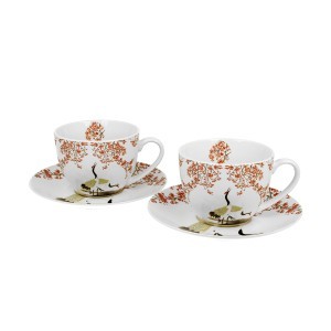 Puodeliai porcelianiniai 2 vnt. Sakura ir gervės 280 ml DUO