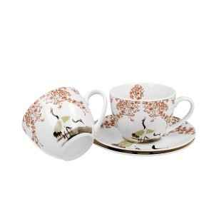 Puodeliai porcelianiniai 2 vnt. Sakura ir gervės 280 ml DUO