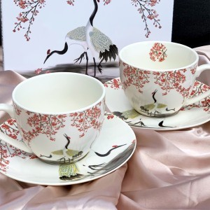 Puodeliai porcelianiniai 2 vnt. Sakura ir gervės 280 ml DUO