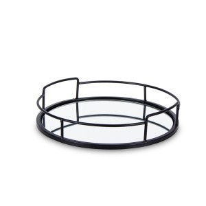 Padėklas metalinis su veidrodžiu juodos sp. 7x32x32 cm 136179