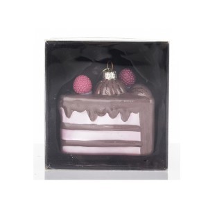 Dekoracija pakabinama Tortas stiklinis 8x8x6,5 cm 140782 KLD