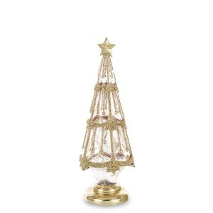 Dekoracija Eglutė su LED apšvietimu aukso sp. polirezin. 23x8x8 cm 155446 KLD