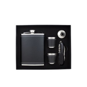 Rinkinys gertuvė ( fleškutė) metalinė+taurelės+piltuvėlis+peiliukas 240 ml KW8S