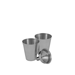 Rinkinys gertuvė ( fleškutė) metalinė+taurelės+piltuvėlis+peiliukas 240 ml