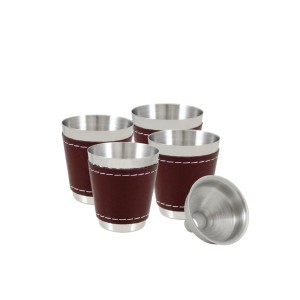 Rinkinys gertuvė ( fleškutė) metalinė+taurelės+piltuvėlis 240 ml
