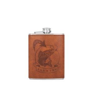 Gertuvė plieninė Žvejyba ( fleškutė) 240ml aptraukta oda