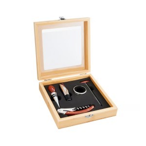Vyno aksesuarų rinkinys medinėje dėžutėje 5 vnt BOLERO Ambition 42065