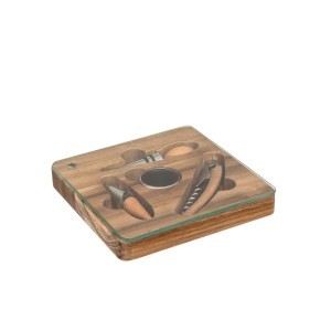 Vyno aksesuarų rinkinys 4 vnt medinėje dėžutėje Secret de Gourmet 203467