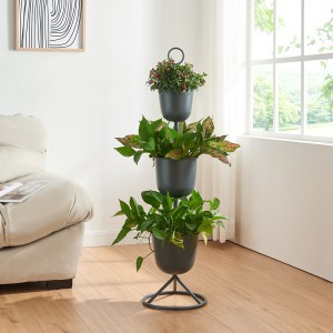 Stovas gėlėms metalinis 110x28 cm 3 vazonams juoda sp. PXFF-0161 84315616