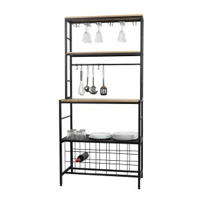 Lentyna/baras pastatoma 40x84x117 cm juoda, medis Urban Living 151546