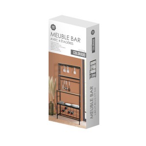 Lentyna/baras pastatoma 40x84x117 cm juoda, medis Urban Living 151546