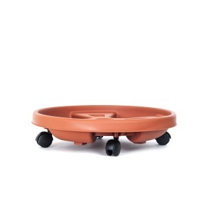 Vazono padėkliukas su ratukais D31-35 cm plastikinis, rudas 11350 STEFANPLAST