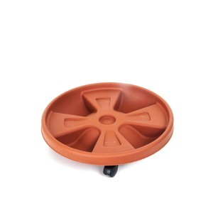 Vazono padėkliukas su ratukais D31-35 cm plastikinis, rudas 11350 STEFANPLAST