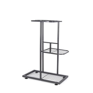 Stovas gėlėms metalinis juodos sp. 3 aukštų 53x43x57cm