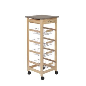 Vežimėlis virtuvei su ratukais ir 4 krepšeliais 37x37x82 cm MobleKit BY050140791