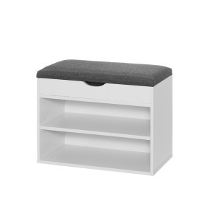 Suoliukas prieškambario, batų lentyna 60x30x47 cm baltas, pilkas 4Living 632939