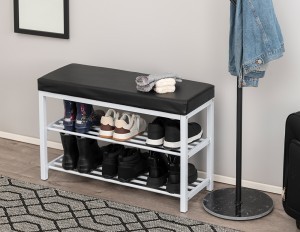 Suoliukas prieškambario, batų lentyna 80x30x51 cm baltas, pilkas 4Living 275767