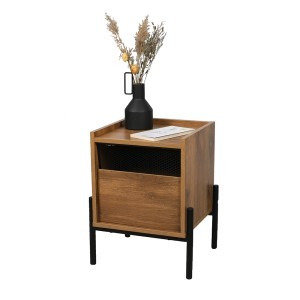 Staliukas medinis su stalčiumu 40x35x50 cm juoda/ruda spalva Urban Living 151524