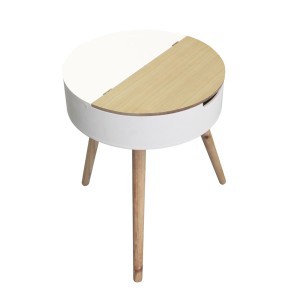 Staliukas medinis su stalčiumi 45x54,5x45 cm balta/medžio sp. Home Deco HD3864