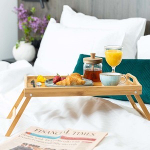 Staliukas pusryčių/kompiuteriui lovoje 50x30x21 cm bambukas Estia 02-18184