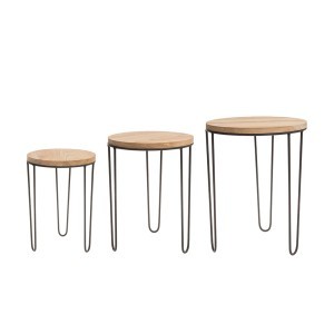 Staliukų komplektas 3 vnt. 25x35/30x40/35x45 cm juodi/mediniai Fanni K 302569