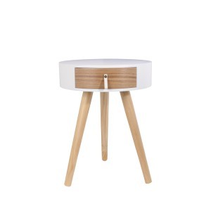 Staliukas medinis su stalčiumi 35x35x47 cm balta/medžio sp. Home Deco HD6201