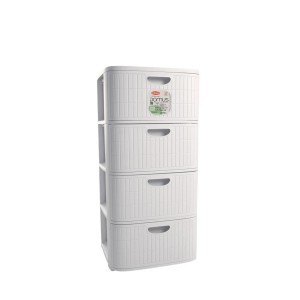 Komoda su 4 stalčiais plastikinė balta 40x40x80 cm 90100 Italija STEFANPLAST