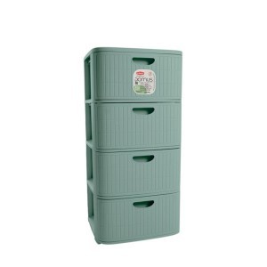 Komoda su 4 stalčiais plastikinė žalsva 40x40x80 cm 90102 Italija STEFANPLAST