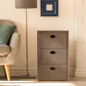 Komoda su 3 stalčiais plastikinė rusva 40x40x60 cm 30463 Italija STEFANPLAST