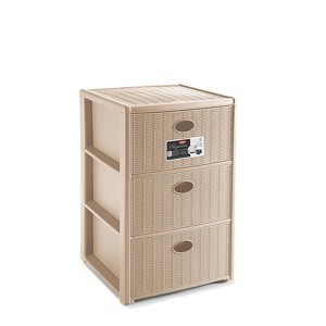 Komoda su 3 stalčiais plastikinė kreminė 40x40x60 cm 30470 Italija STEFANPLAST