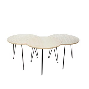 Staliukai mediniai 3 vnt. 45x36x45 cm balti mediniai Home Deco HD3881