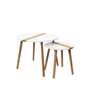 Staliukai mediniai 2 vnt. 60x48/40x40 cm balti/rudi Home Deco HD7356