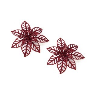 Kalėdiniai puansetijų žiedai priseg.raudonos sp. 2 vnt. 3x14 cm 871125221268 kld