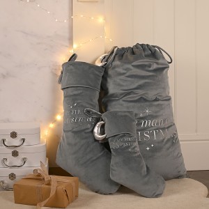 Dekoracija kalėdinė kojinė My first christmas pilka 1x35x25 cm XM11524 Widd kld