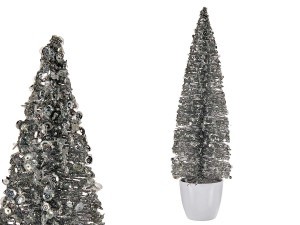 Eglutė dekoratyvinė 10x10x38 cm sidabro spalvos Krist+ 90181 KLD