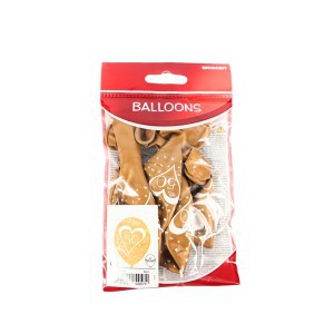 Balionų rinkinys Vestuvių 50 metų progai 6 vnt D27,5 cm aukso sp. Amscan 121110